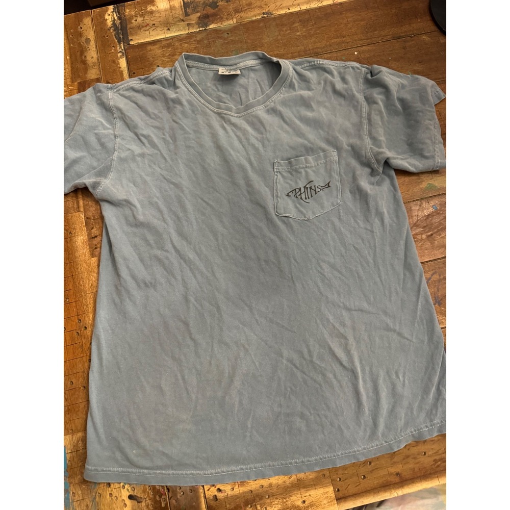 Comfort Colors Phins Speckled Trout Pocket T-Shirt Blue Mens Medium